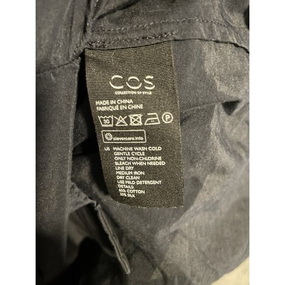 COS Womens Poplin Tunic Shirt Dress Size 2 Black Silk Blend Button Up Modern - Picture 5 of 8